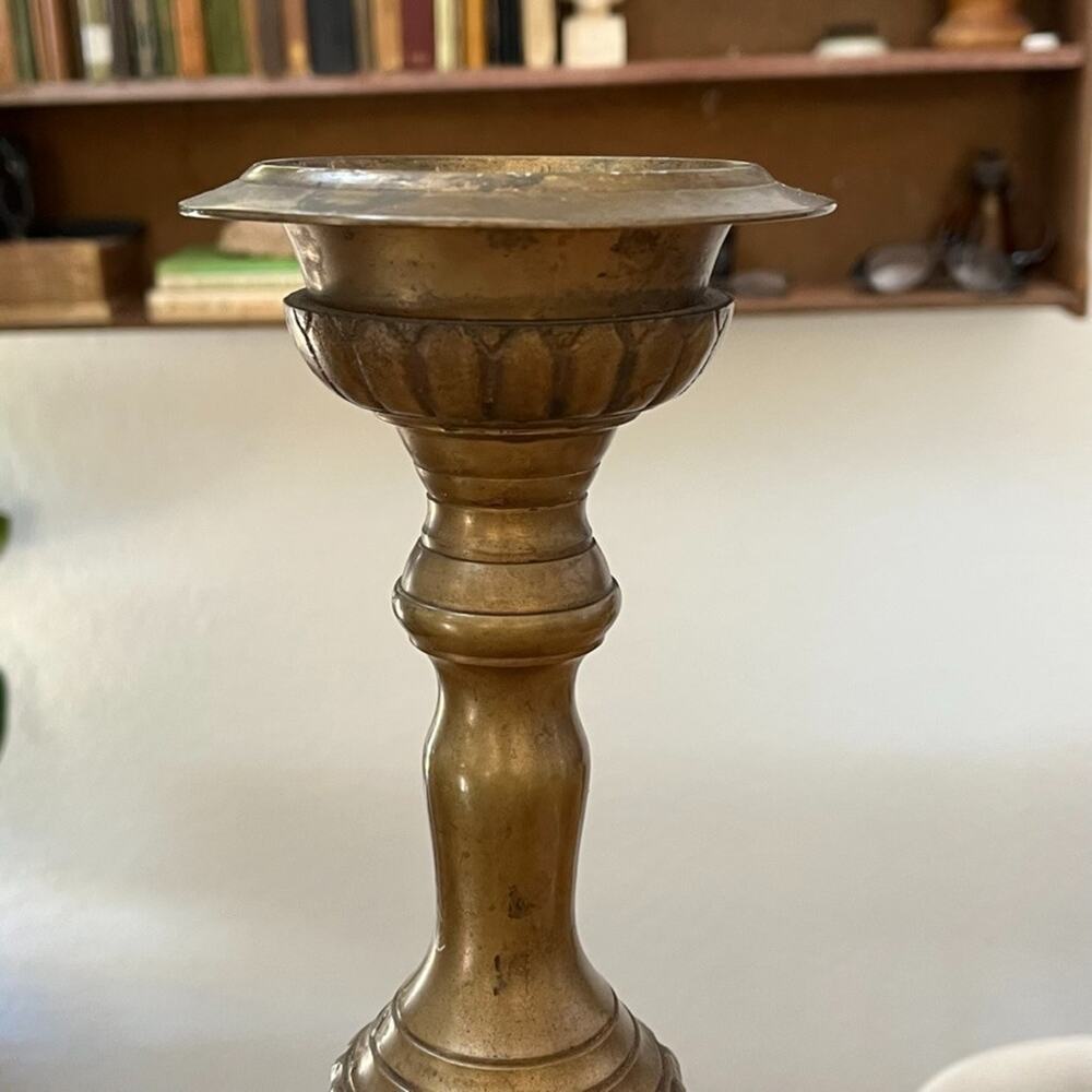 Antique Brass Ornate Candle Holder 23" Tall Baroque Style - Picture 3 of 12